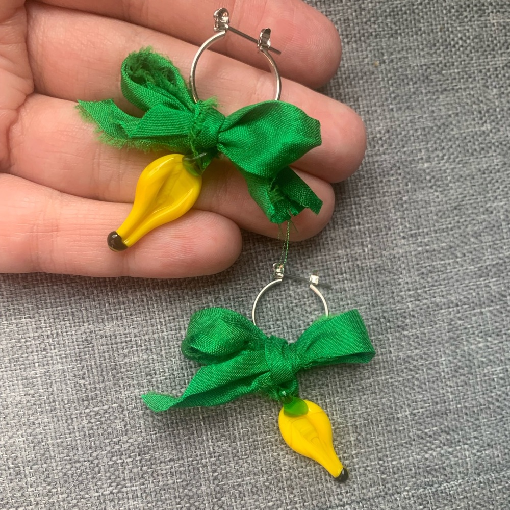 Recycled Sari Banana Earrings